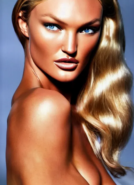 Prompt: portrait photo of a gorgeous young Candice Swanepoel as Bond Girl in James Bond movie, with intricate detailed in the style of stefan kostic realistic sharp, getty images, makeup by Pat McGrah