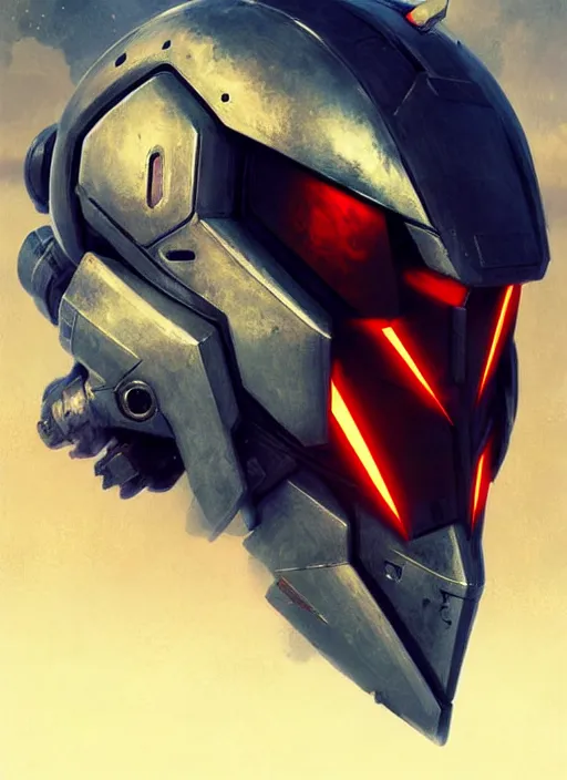 Image similar to portrait epic gundam helmet. highly detailed, digital painting, concept art, smooth, sharp focus, illustration, art by greg rutkowski