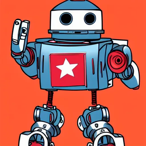 Image similar to cute communist robot , anime, illustration