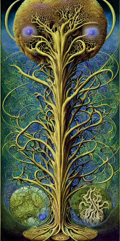 Image similar to tree of life by roger dean and andrew ferez, art forms of nature by ernst haeckel, divine chaos engine, symbolist, visionary, art nouveau, botanical fractal structures, organic, detailed, realistic, surreality