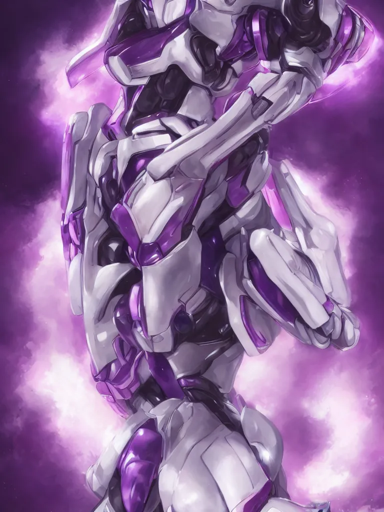 Image similar to A realistic anime portrait of a woman in a Gundam suit with glowing purple, digital painting, by Stanley Artgerm Lau, Sakimichan, WLOP and Rossdraws, digtial painting, trending on ArtStation, SFW version