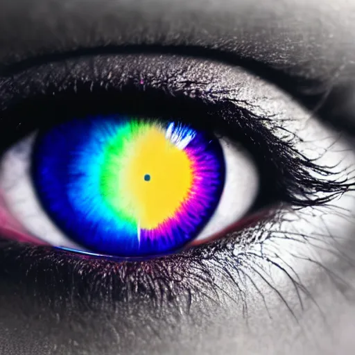 Image similar to eye with rainbow coloured cornea