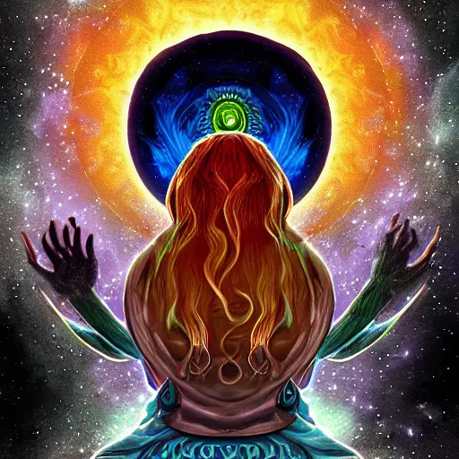 Prompt: lord of the dream world, cosmic horror art, digital art