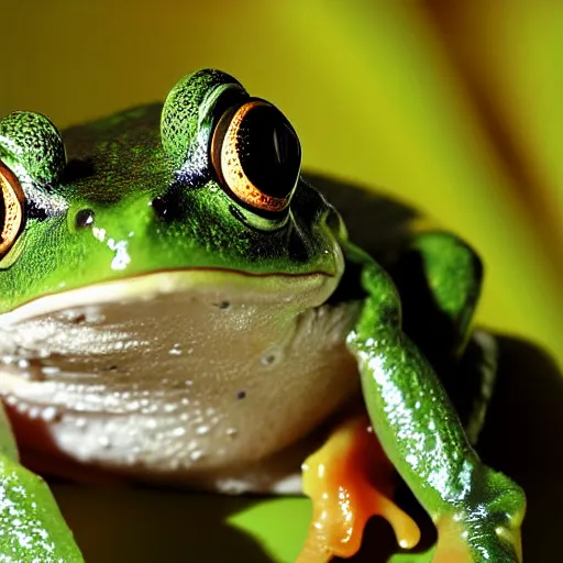 Image similar to a frog in yogurt macro photograph