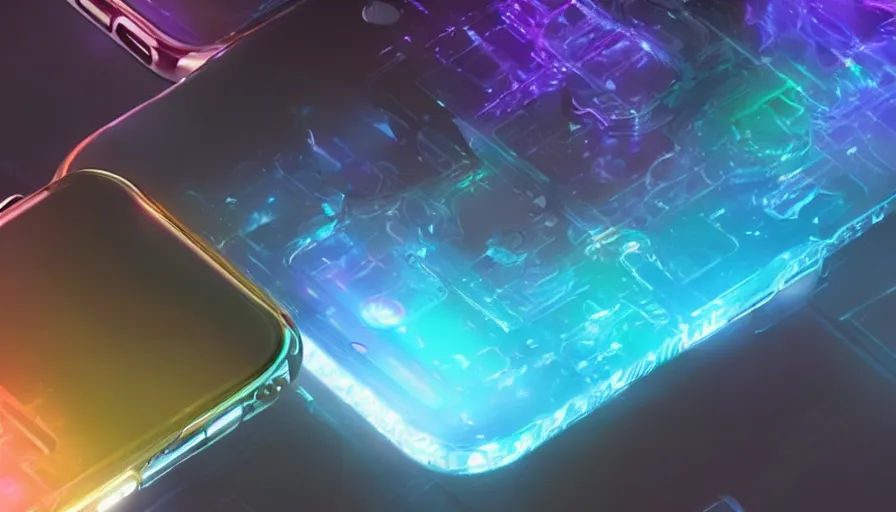 Prompt: promotional image for iphone 2 0 with holograms system, hyperdetailed, artstation, cgsociety, 8 k