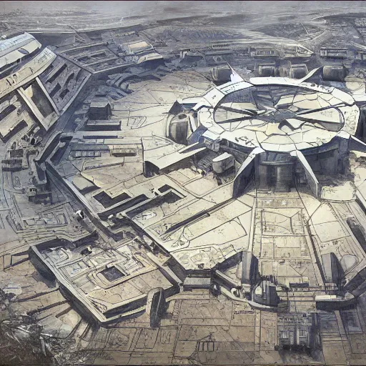 Image similar to a battle map of the pentagon by Greg Rutkowski by James Gurney