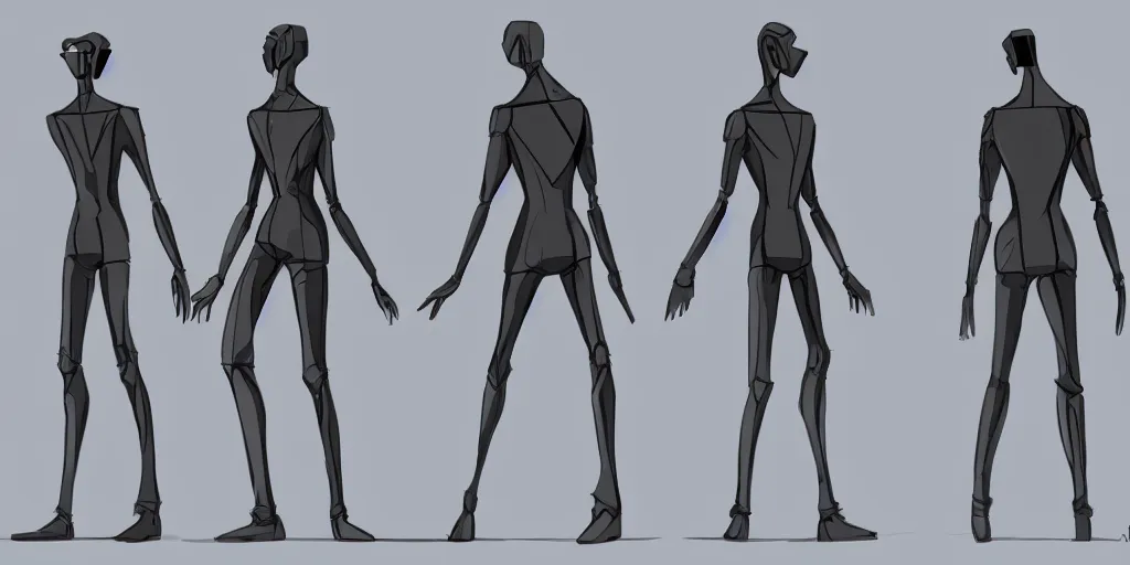 Image similar to male, elongated figure, space suit, large shoulders, short torso, long thin legs, tiny feet, character sheet, very stylized, concept design