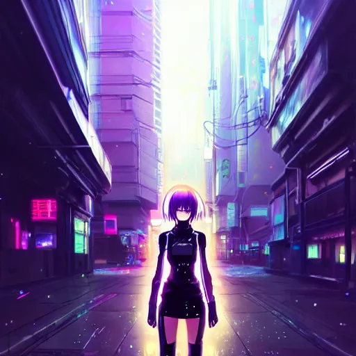 cyberpunk anime art, refractions on lens, rowan, Stable Diffusion