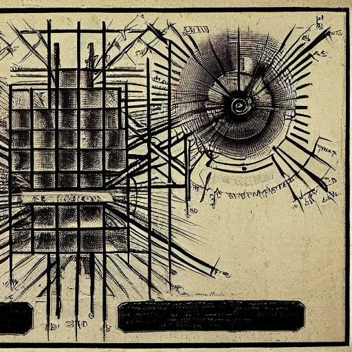 Prompt: schizophrenic diagram of a mind - controlling machine by robert fludd