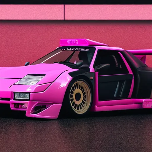 Image similar to pink toyota hachiroku ae 8 6, real photo, posed, full body, instagram photo, zbrush sculpt, octane render, houdini, vfx, cinematic atmosphere, 8 k, unreal engine 5, ultra detailed, photorealistic, ultra realistic