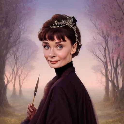 Image similar to audrey hepburn in an epic victorian novel, various backgrounds, intricate, elegant, highly detailed, digital painting, artstation, matte, illustration, art by artgerm, greg rutkowski, loish, rhads, ferdinand knab, makoto shinkai, lois van baarle, ilya kuvshinov, rossdraws, tom bagshaw