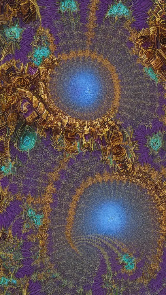 Image similar to 3d fractal background by Escher, psychedelic, mandelbulb 3d, digital art, high details, atmospheric, trending on artstation, deviantart, 8k resolution