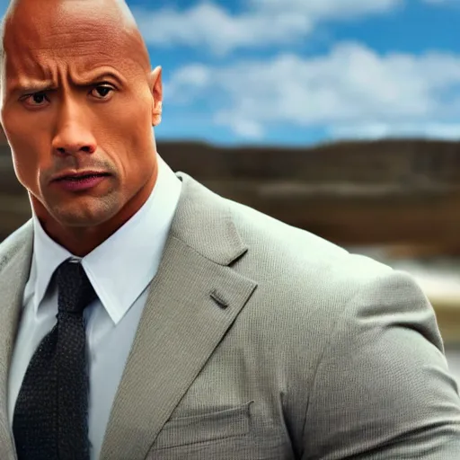 Image similar to Dwayne Johnson as Saul Goodman; anatomically accurate; photorealistic, ultra high detail, 8k