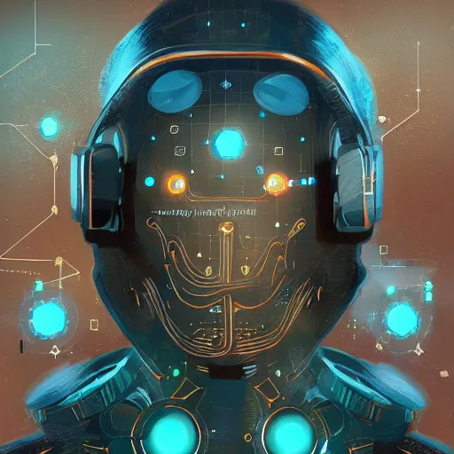 Prompt: artificial intelligence, art by aleksander rostov, disco elysium