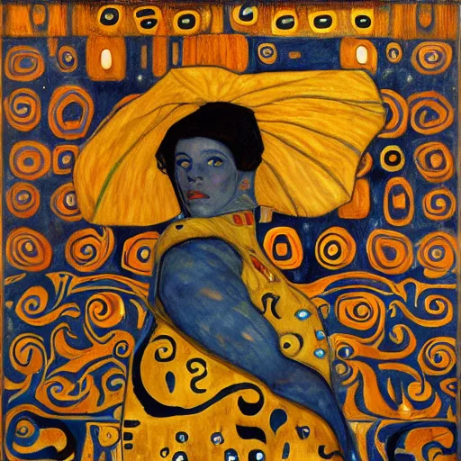 Image similar to the mandalorian in the style of gustav klimt