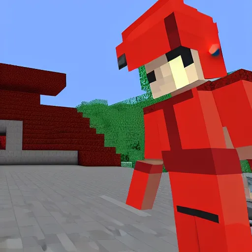 Prompt: neon genesis evangelion in minecraft