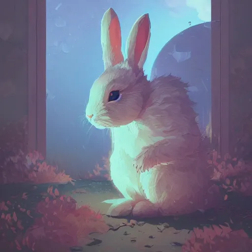 Image similar to cute rabbit by victo ngai and andreas rocha and greg rutkowski trending on artstation unreal engine 8 k hd wallpaperjpeg artifact blur