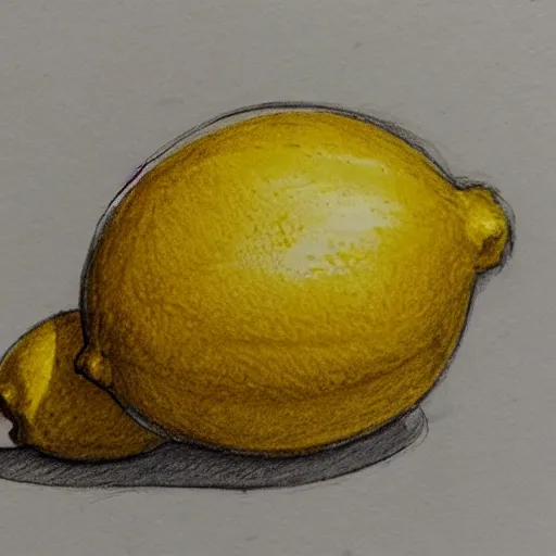 Image similar to professional liner sketch of a lemon