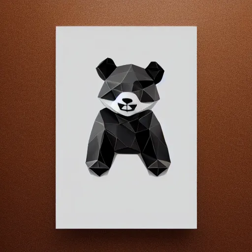 Image similar to a low poly isometric render of a panda, white background