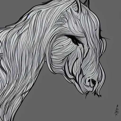 Image similar to a mutant horse,digital sketch