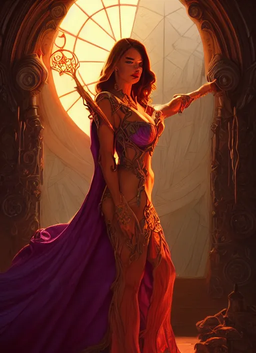 Prompt: sofia vergara, portrait, Arsen Lupin as a Paladin, D&D, Gloomhaven, matte painting concept art, art nouveau, beautifully backlit, swirly vibrant color lines, fantastically gaudy, aesthetic octane render, 8K HD Resolution, by ilya kuvshinov and Cushart Krentz and Gilleard James