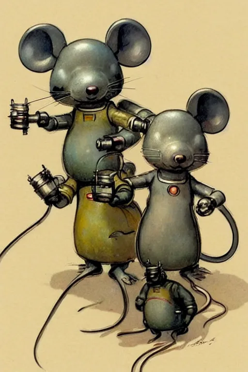 Prompt: ( ( ( ( ( 1 9 5 0 s retro science fiction mouse robots. muted colors. ) ) ) ) ) by jean - baptiste monge!!!!!!!!!!!!!!!!!!!!!!!!!!!!!!