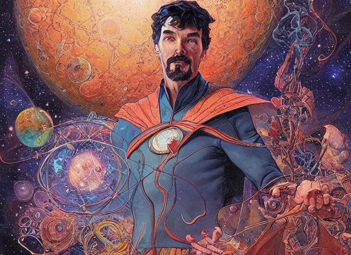 Image similar to a highly detailed cosmic portrait of stephen strange, james gurney, james jean