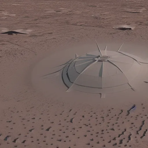 Prompt: a massive alien ship over the deserts of nevada, octane render, 4 k, cinematic, sharp focus