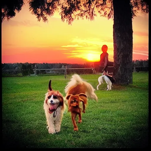 Prompt: “sunset and dogs”