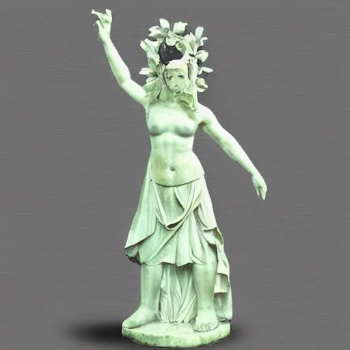 Image similar to “Ancient Greek goddess statue made of ceramics in celadon glaze, concept art, stylized”