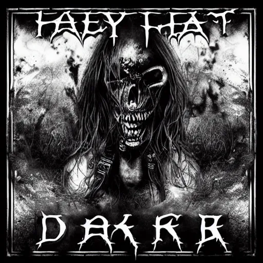 Image similar to heavy-metal album cover - dark-art, witch, made in tones of white and grey