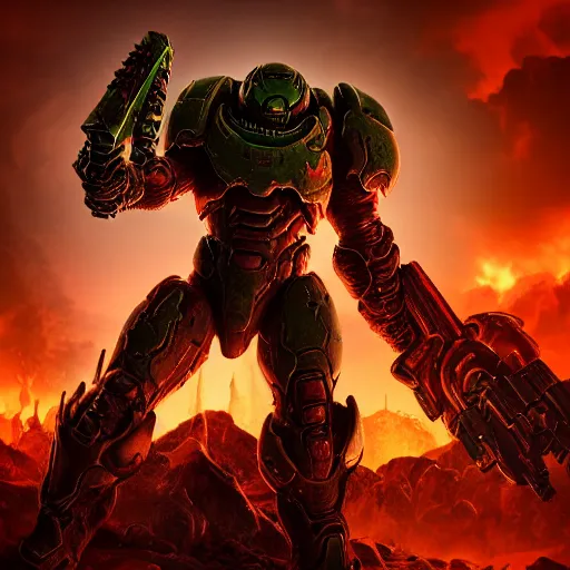 Image similar to doom slayer from doom eternal, photography