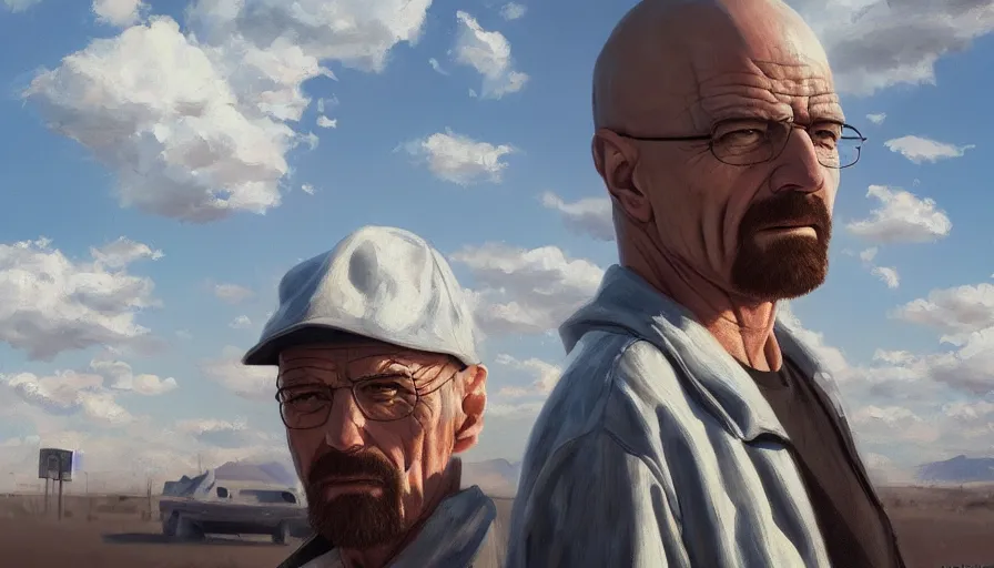 Image similar to concept art of breaking bad, cinematic shot, oil painting by jama jurabaev, extremely detailed, brush hard, artstation, high quality, brush stroke