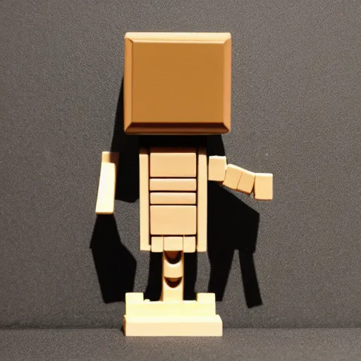 Image similar to a tall mechanical alien with beige skin and a cube head