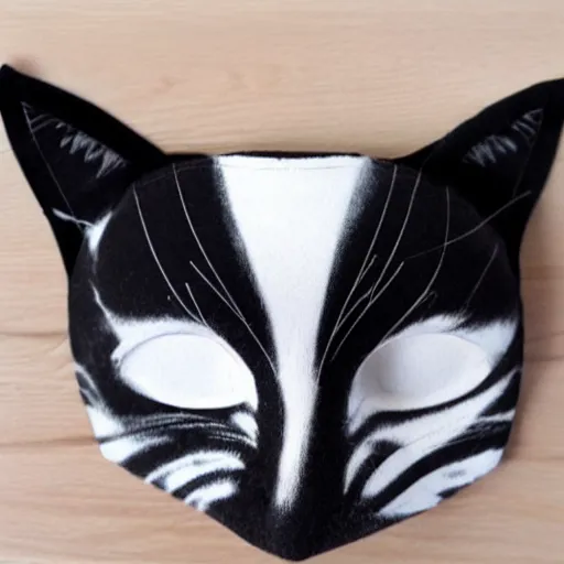 Image similar to A black and white cat wear mask