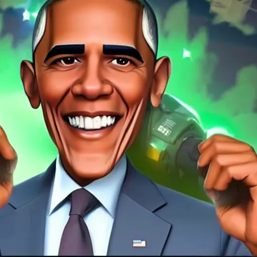 Image similar to obama as a fortnite character, unreal engine, epic