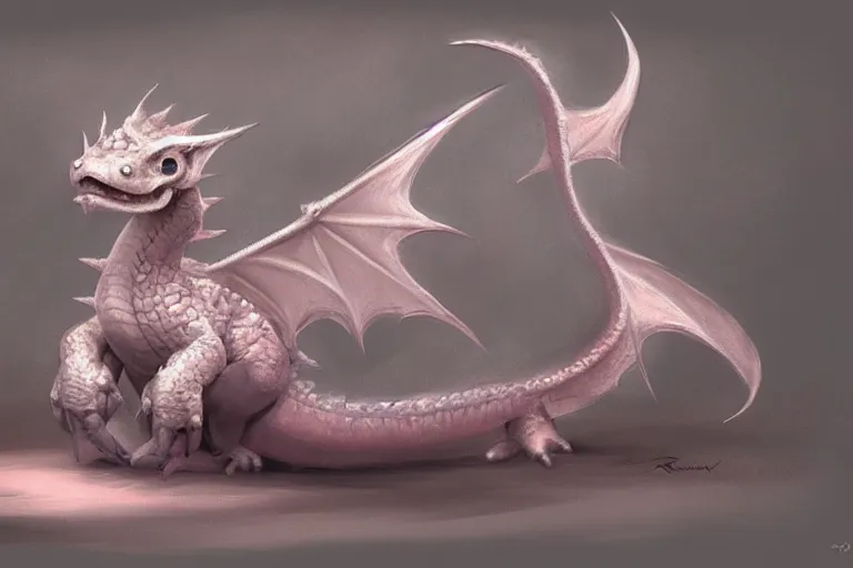 Prompt: full body digital illustration of a cute baby dragon by randy Vargas, pastel, studio lighting, concept art, matte background, deviantArt, artstation