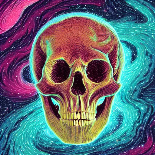 Image similar to ngc 3132 melting mysterious skull landscape by Casey Weldon, dan mumford 8k ultra high definition, upscaled, perfect composition , golden ratio, edge of the world, image credit nasa nat geo