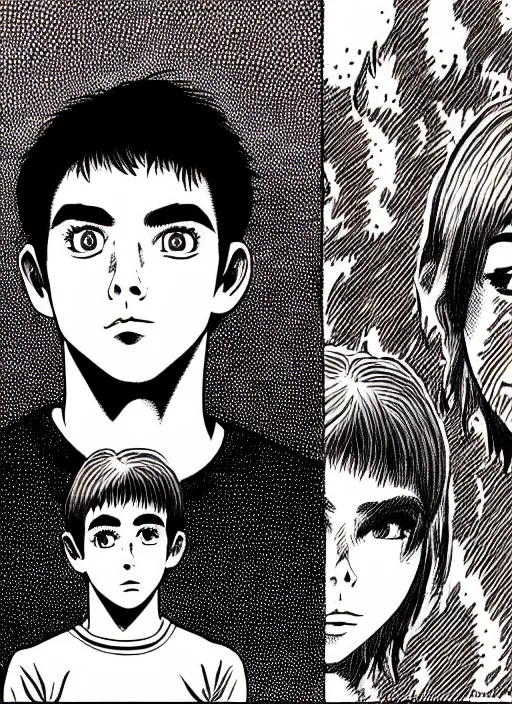 Image similar to portrait of teenage archie andrews, freckles, intricate, highly detailed, illustration, art by junji ito, junji ito