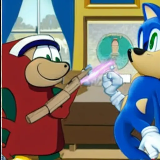 Prompt: obama smoking a joint with sonic the hedgehog