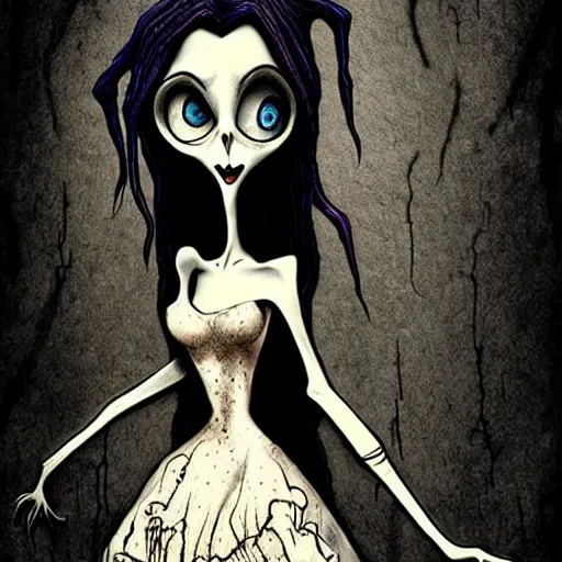 Image similar to grunge cartoon drawing of a plushie by - michael karcz , in the style of corpse bride, loony toons style, horror themed, detailed, elegant, intricate