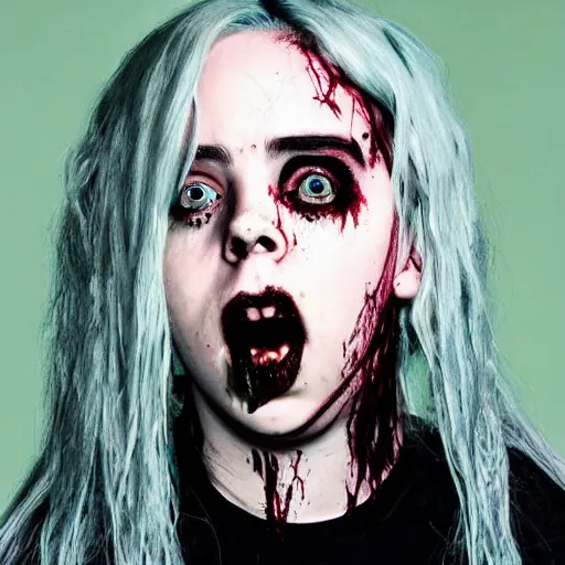 Prompt: billie eilish as a zombie