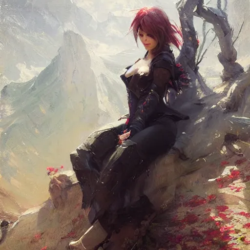 Prompt: Richard Schmid and Jeremy Lipking full length portrait painting, Terra Branford!!!!!!!!, Final Fantasy