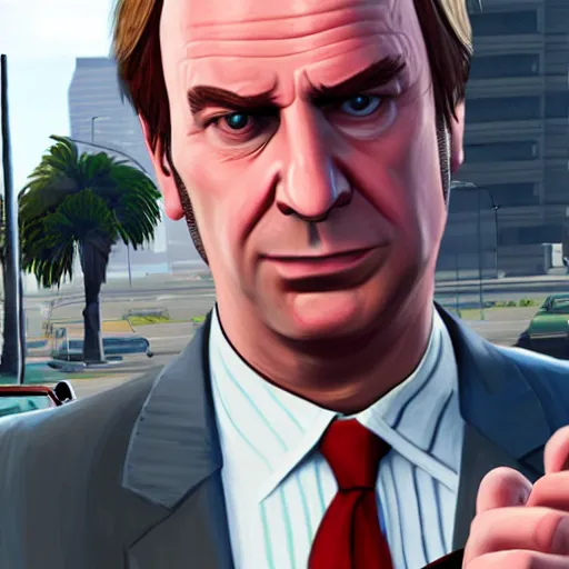 Image similar to saul goodman as a grand theft auto 5 character