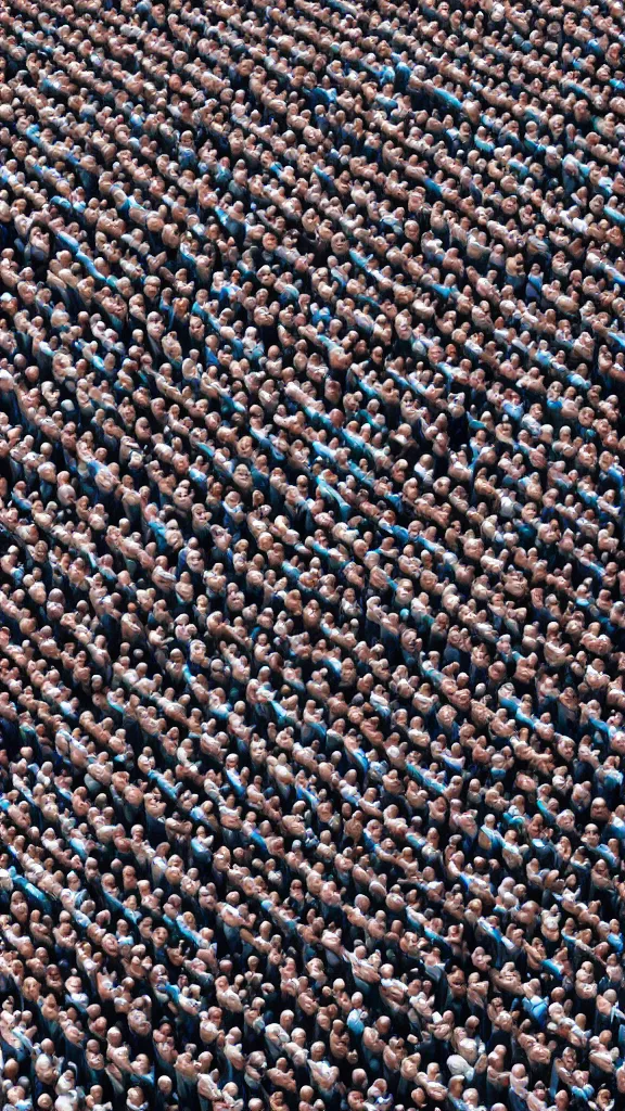 Image similar to army of 1000s of Obama bodybuilders by Beeple, by Andy Warhol, 4K