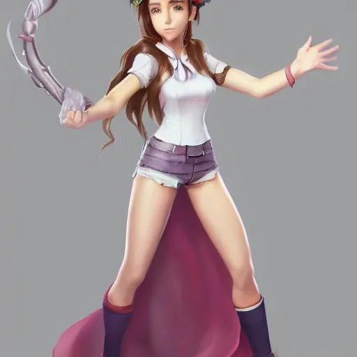 Image similar to full body shot of aerith gainsborough, concept art trending on artstation