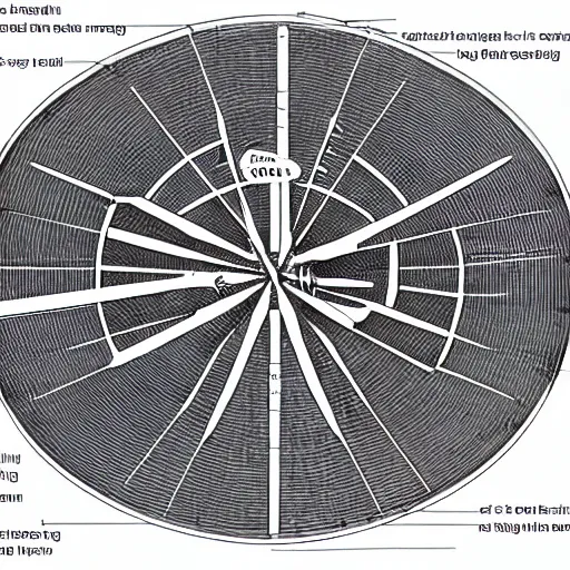 Prompt: machine designed for spinning a human around a central axis of rotation with a ring of people surrounding it, blueprint engineering document