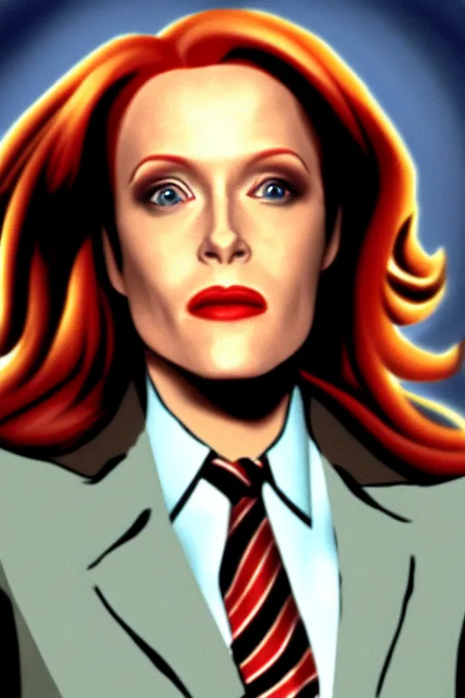 Image similar to dana scully tranforming into an alien