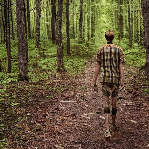 Image similar to photograph of half man half deer walking through the forest