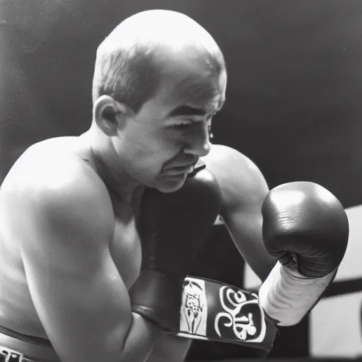 Image similar to chiquito de la calzada wearing a boxing costume